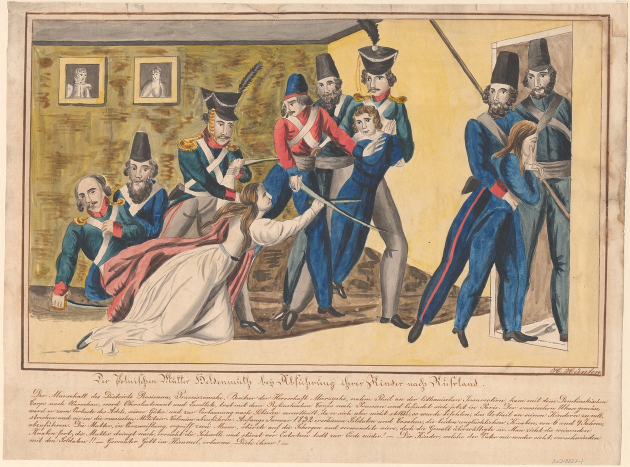 Heroísmo de las madres polacas durante el convoy de sus hijos a Rusia, 1832 de Unbekannt