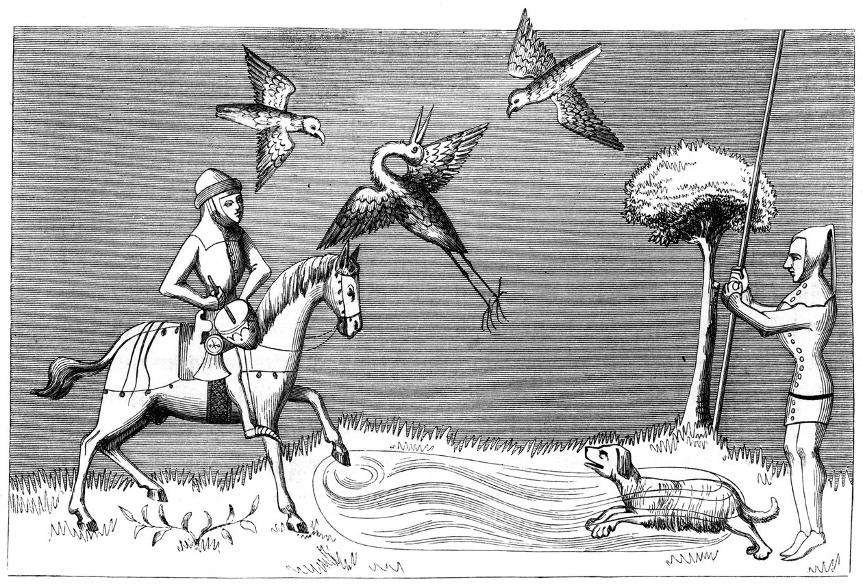 Cetrería de garzas, siglo XIV, 1849 de Unbekannt