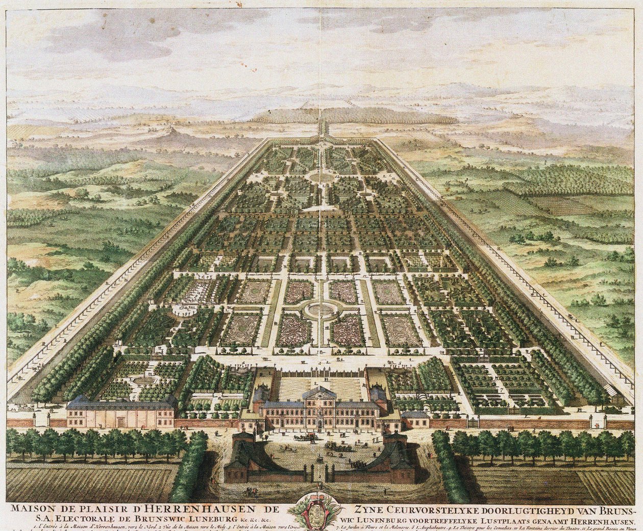 Herrenhausen: Castillo y Jardines, c. 1745 de Unbekannt