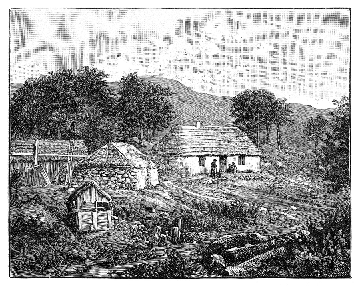 Cabañas de las Tierras Altas en Lochaber, Escocia, 1900 de Unbekannt