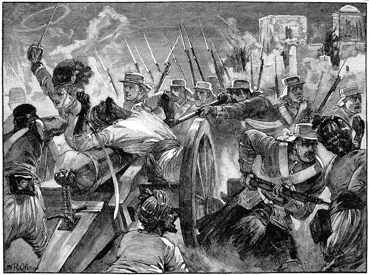 Montañeses capturando los cañones de los amotinados en Cawnpore, Motín Indio, 16 de julio de 1857 c. 1895 de Unbekannt