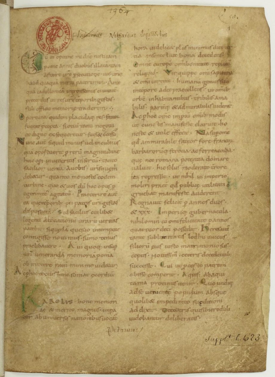 Historia Brittonum por Nennius. Primera página del manuscrito, siglo XI de Unbekannt