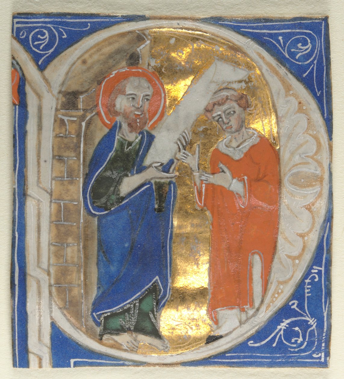 Inicial historiada extraída de una Biblia: San Pablo y un clérigo, 1200s de Unbekannt