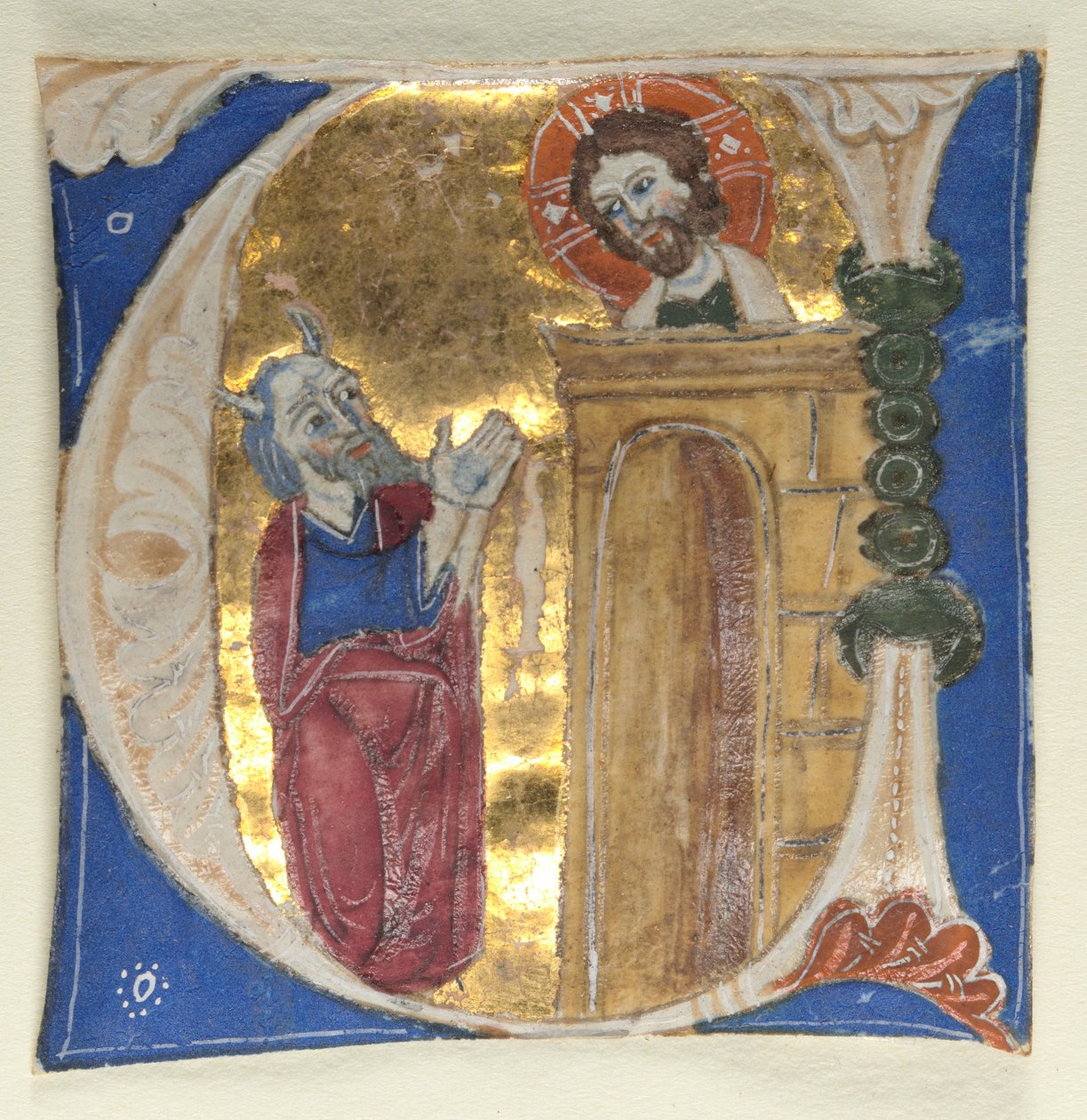 Inicial historiada U extraída de una Biblia, 1200s de Unbekannt