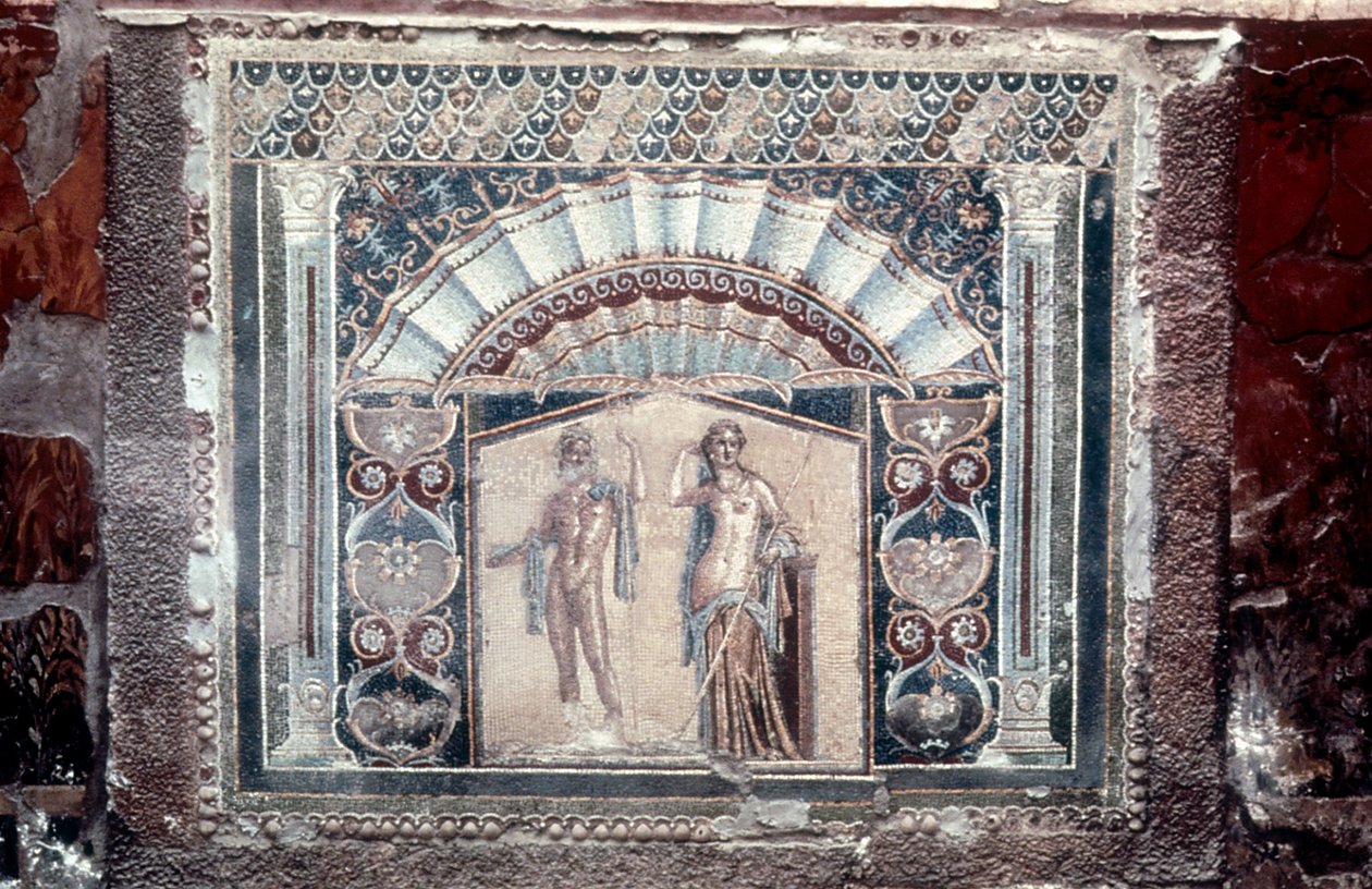 Casa de Neptuno y Anfítrite, mosaico romano, Herculano, c. 69 de Unbekannt