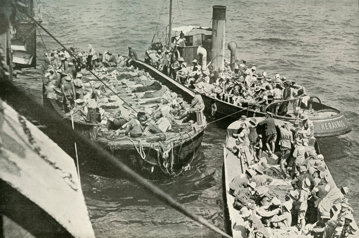 Cómo los heridos fueron llevados a los barcos hospital, 1919 de Unbekannt