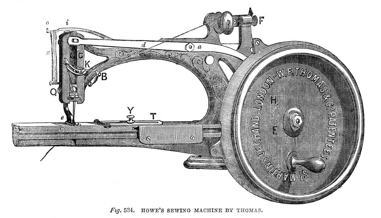 Máquina de coser Howes, por Thomas, 1866 de Unbekannt