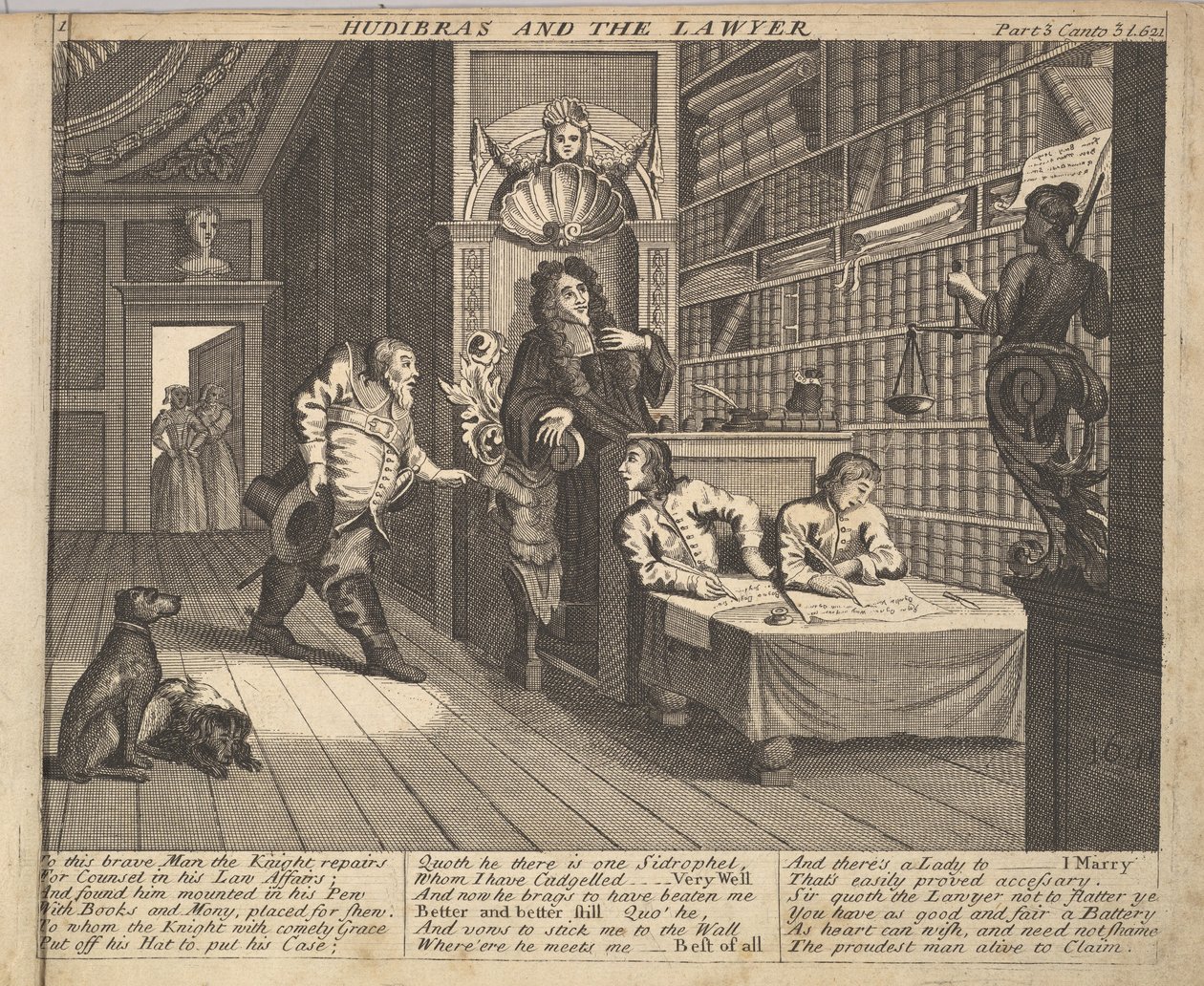 Hudibras y el abogado Placa 12: Ilustraciones a Hudibras de Samuel Butler, 1725-30 de Unbekannt