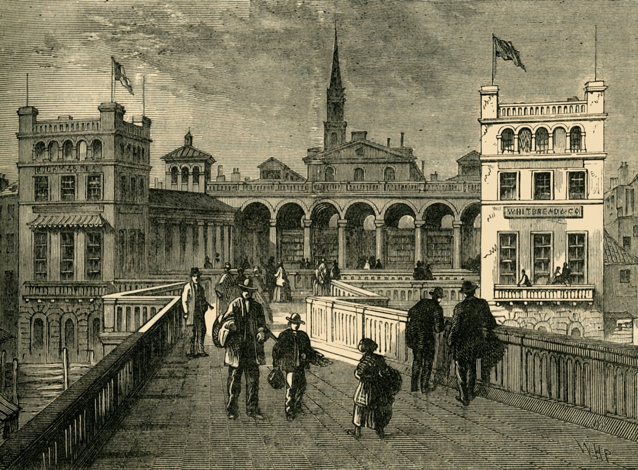 Mercado de Hungerford, desde el puente, en 1850, 1881 de Unbekannt