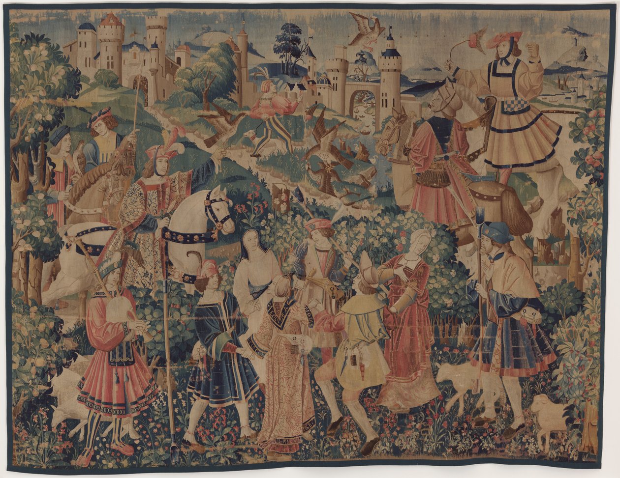 Escenas de caza y pastorales, con un gaitero y bailarines, c. 1510 de Unbekannt
