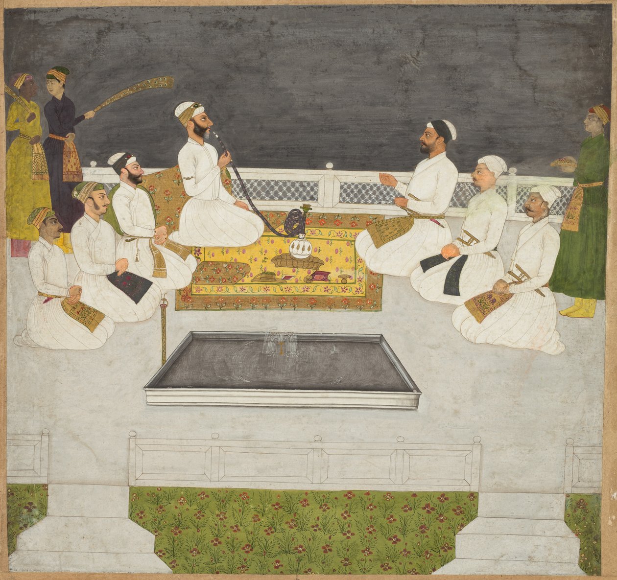 Husain Ali Khan entreteniendo a sus hermanos, los hermanos Sayyid, c. 1712-19 de Unbekannt