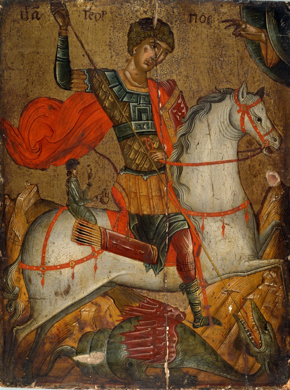 Icono de San Jorge matando al dragón, siglos XV-XVI de Unbekannt