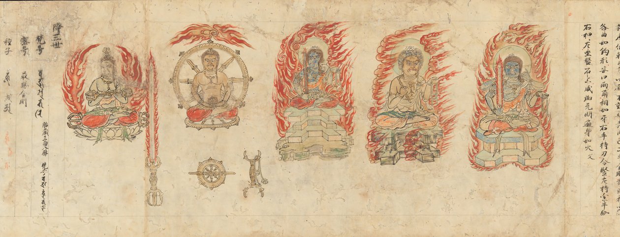Dibujos iconográficos de los cinco reyes de la sabiduría Myoo-bu shoson, siglo XII de Unbekannt