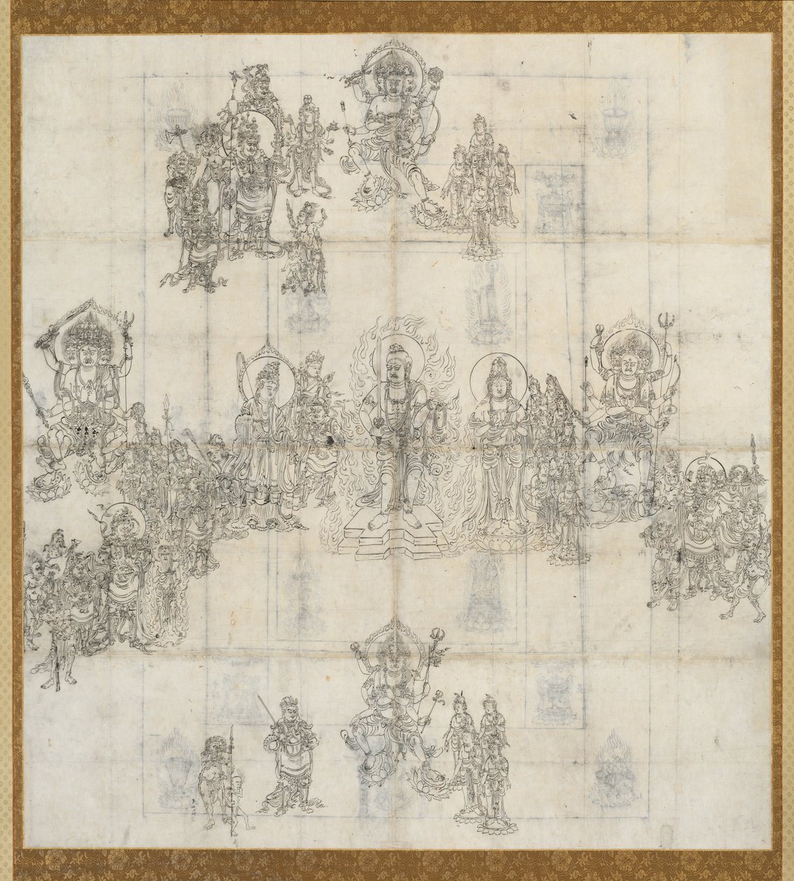Boceto iconográfico Zuzo para el Sutra Mandala de los Reyes Benevolentes, 1100s de Unbekannt