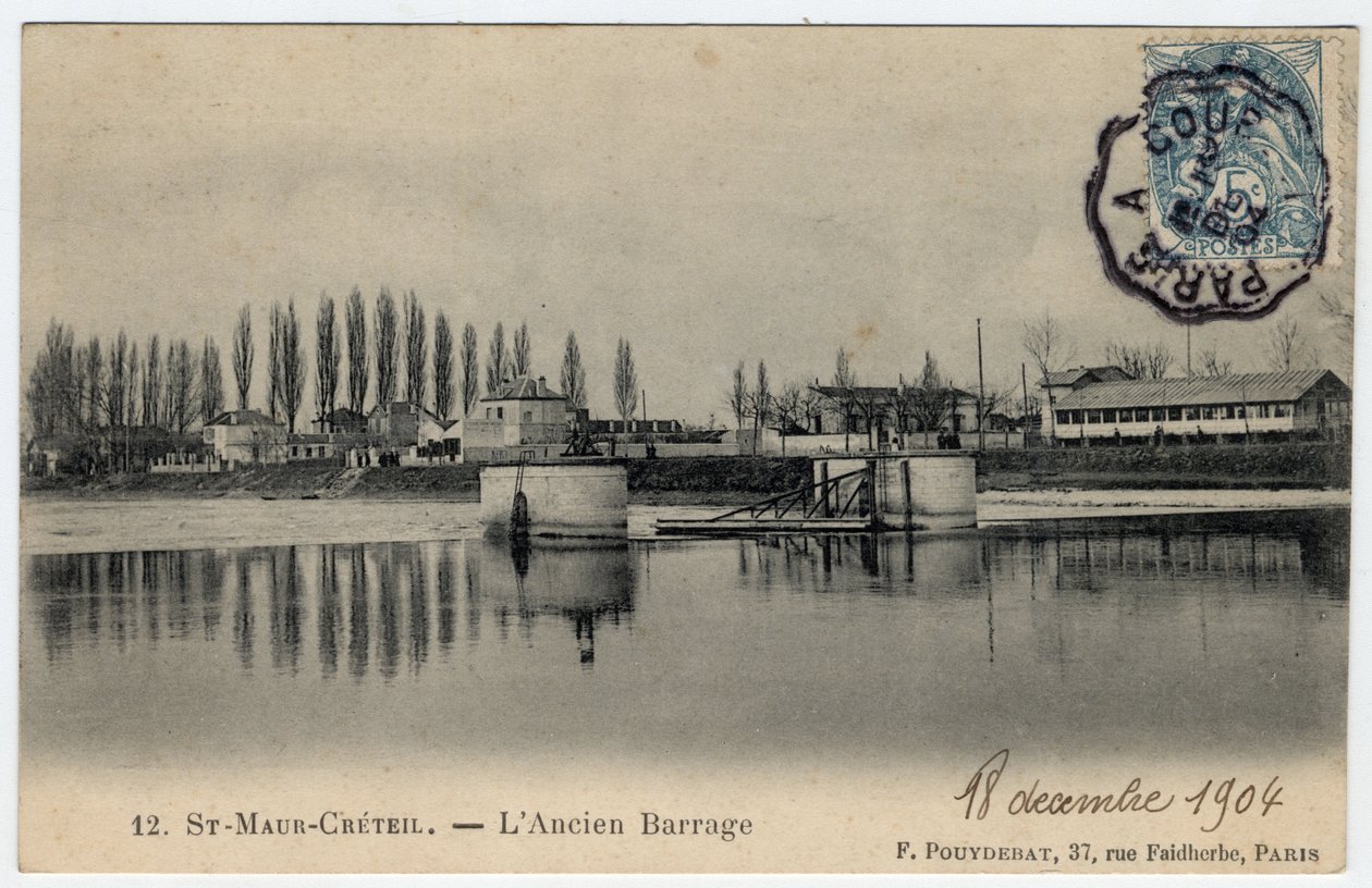 Ile de France, Val de Marne, Creteil: vista de la antigua presa en el Marne - Postal fechada en 1904 de Unbekannt