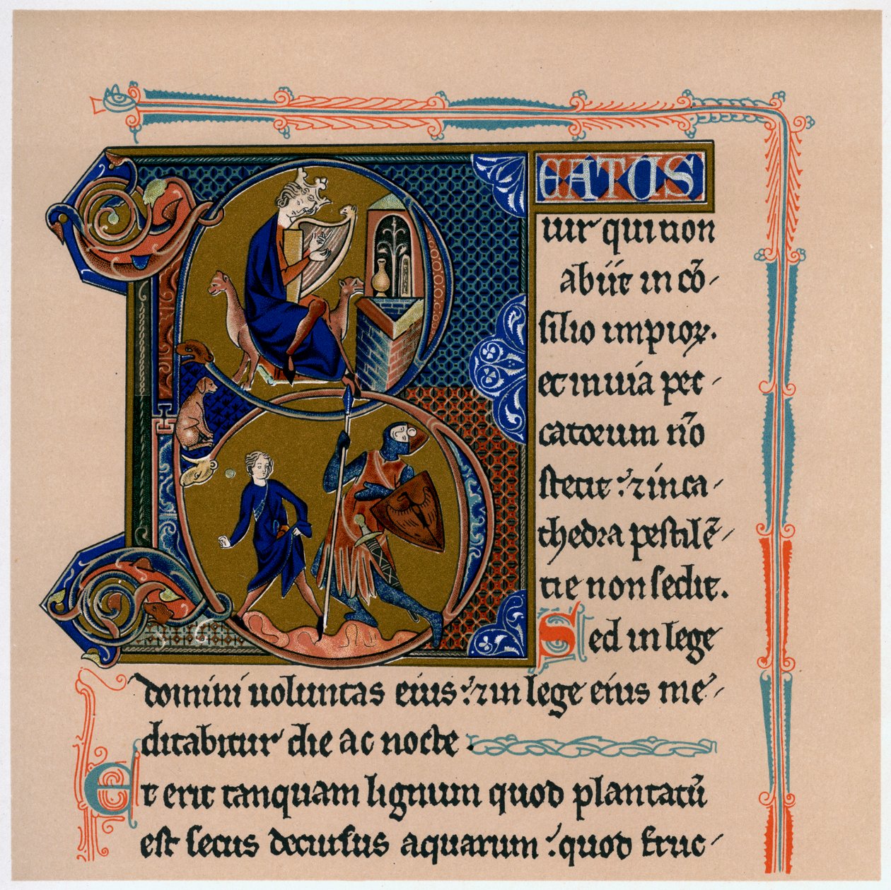Letra inicial iluminada B, siglo XIII, 1901 de Unbekannt