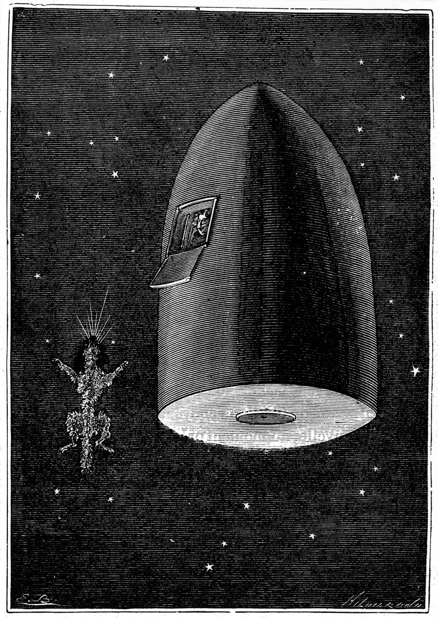 Ilustración de De la Tierra a la Luna de Julio Verne de Unbekannt