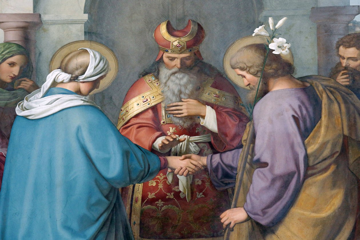 Catedral Imperial de Speyer. Pinturas de Schraudolph. José y María. Boda, Speyer, Alemania de Unbekannt
