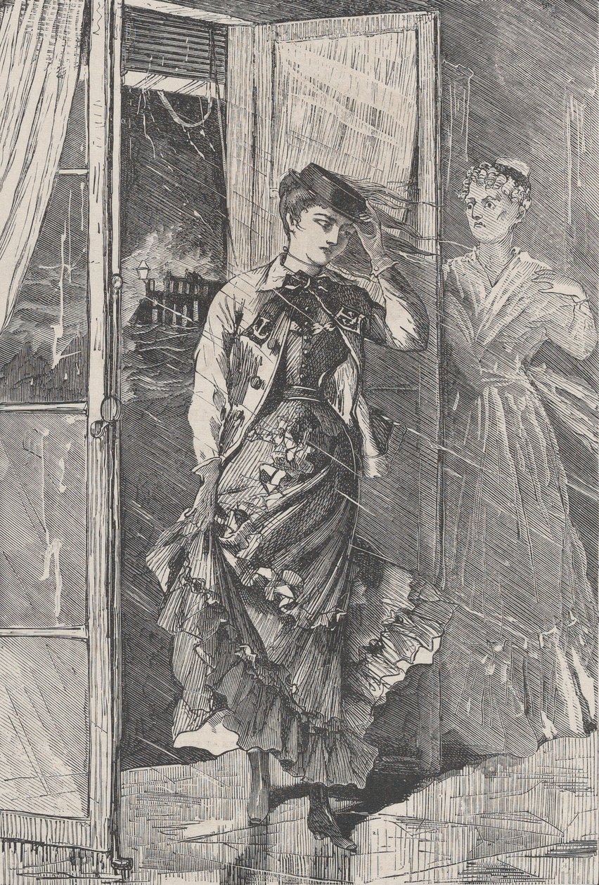 Llegó una tormenta de viento, lluvia y rocío - y Portia The Galaxy, una ilustración, diciembre de 1869 de Unbekannt