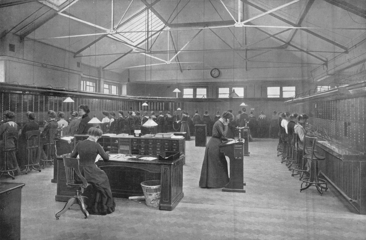 En la Central Telefónica de la Oficina de Correos, Ciudad de Londres, c1903 de Unbekannt