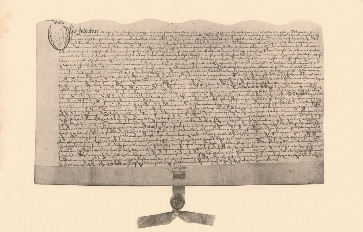 Escritura de venta de tierras, firmada por Guy Fawkes, principios del siglo XVII, 1901 de Unbekannt