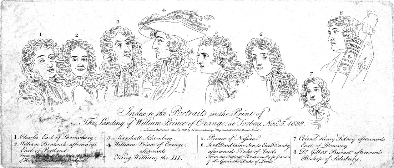 Índice a...el desembarco de Guillermo Príncipe de Orange en Torbay, 5 de noviembre de 1688, 1830s de Unbekannt