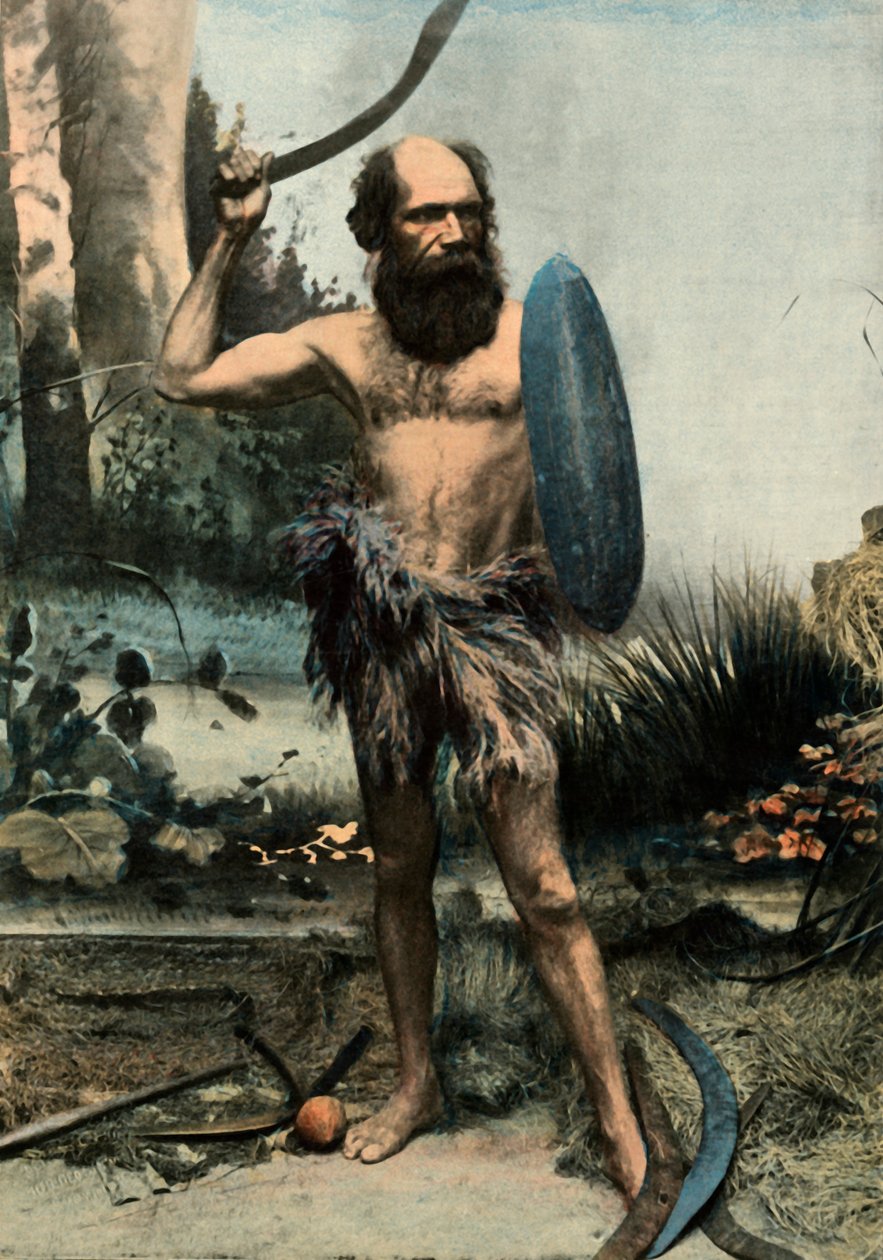 Indígena australiano armado con un boomerang, 1900 de Unbekannt