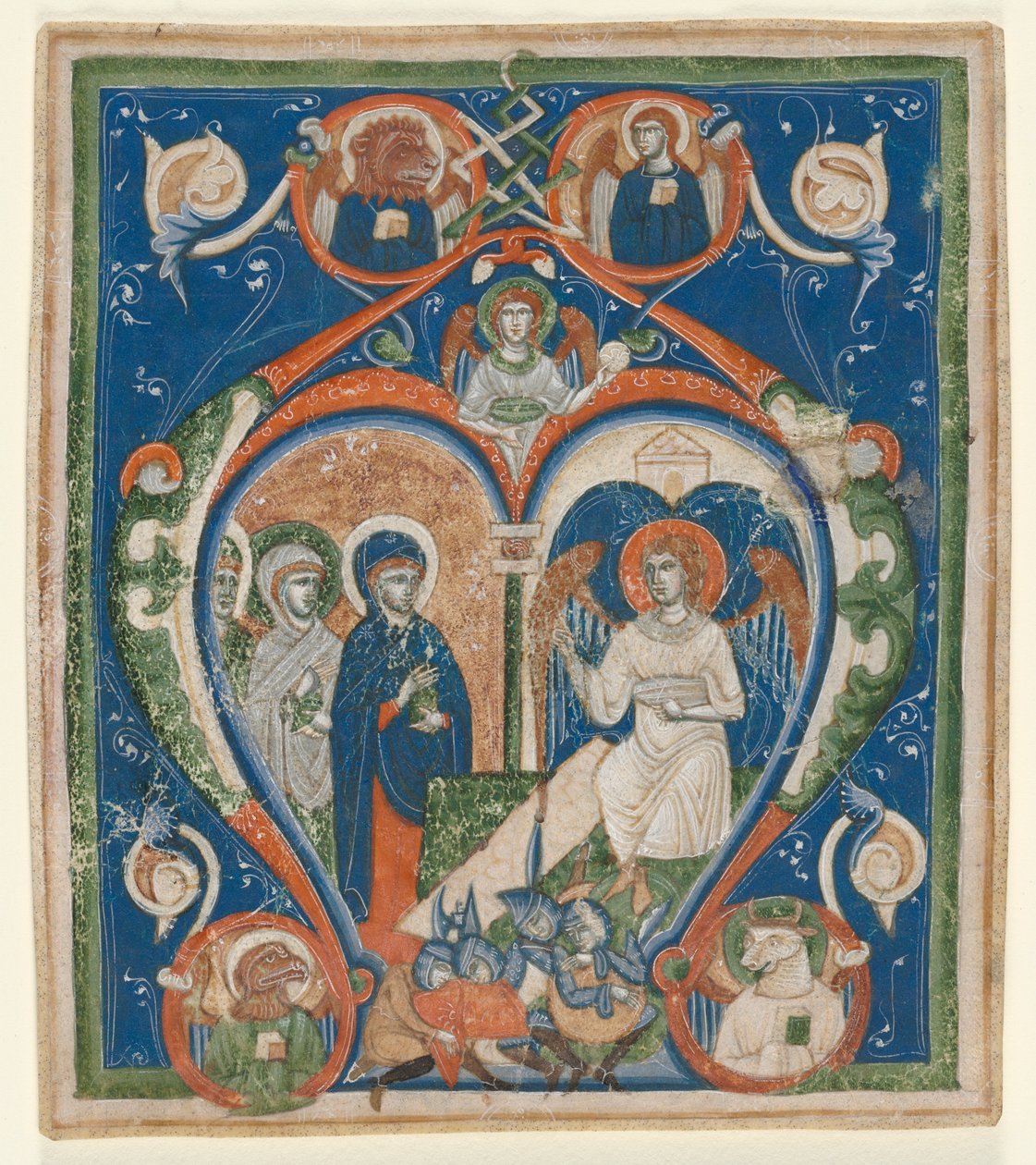 Inicial A [ngelus Domini descendit] de un Antifonario: Las Tres Marías en la Tumba, c1280-1300 de Unbekannt