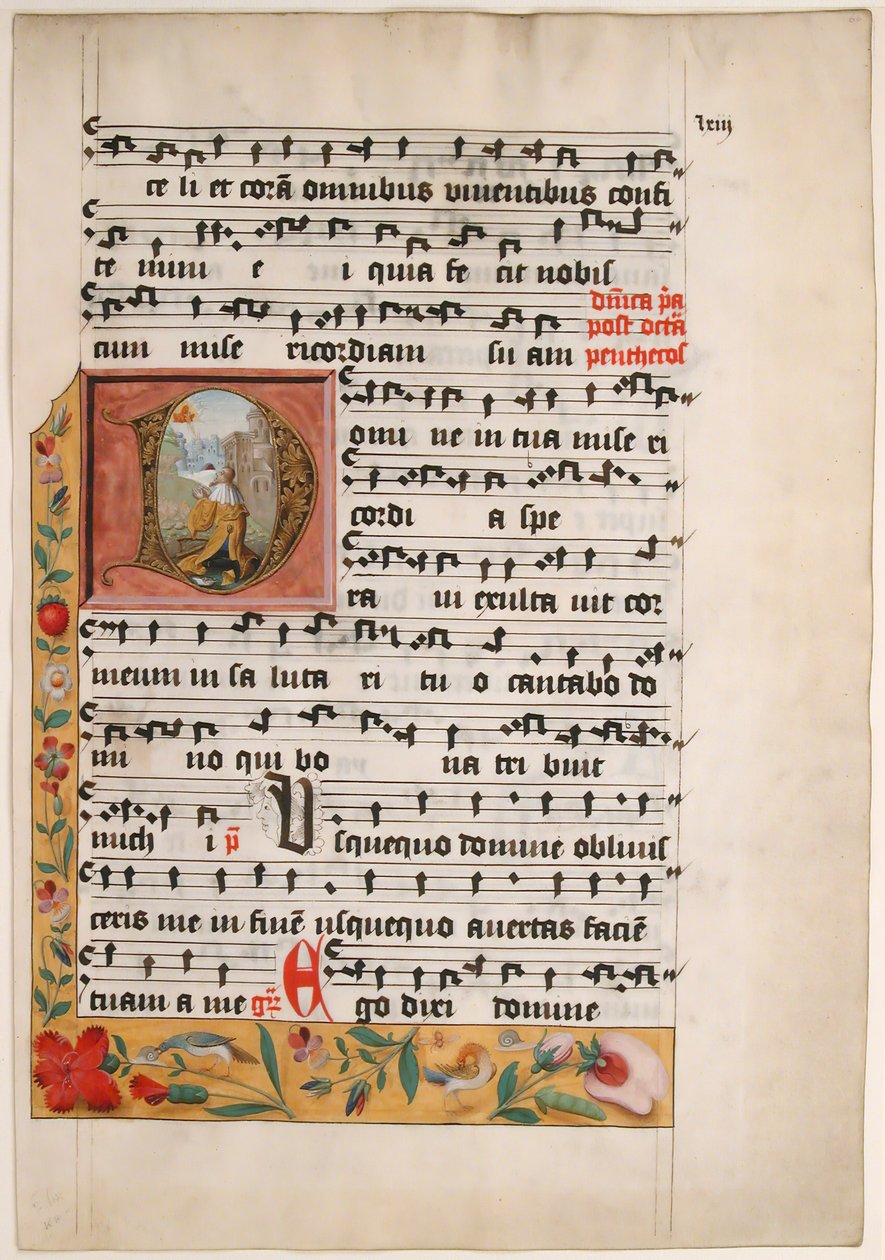 Inicial D con el Rey David, de un Gradual Cisterciense, ca. 1524 de Unbekannt