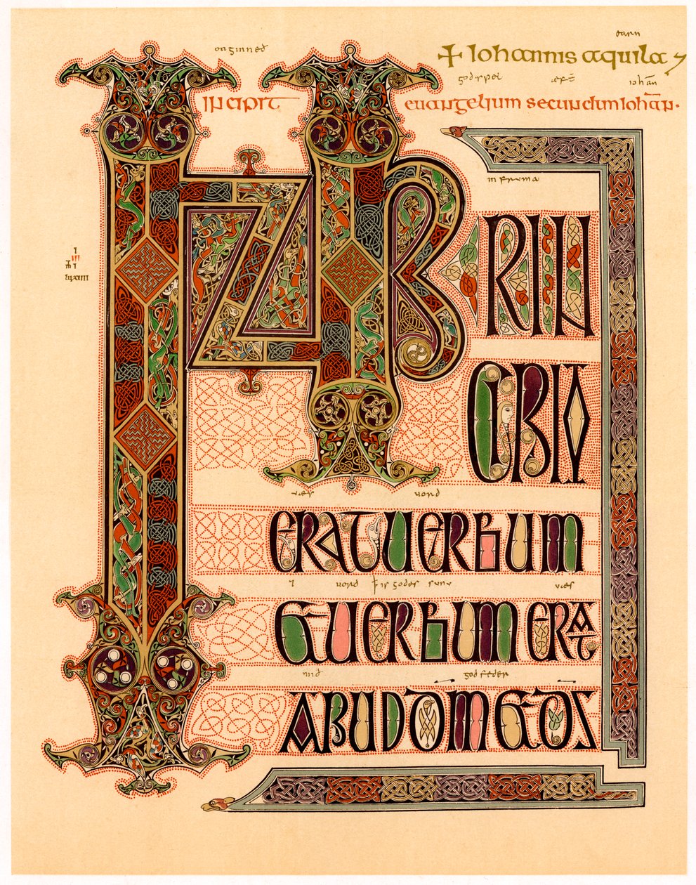Página inicial de los Evangelios de Lindisfarne, finales del siglo VII o principios del siglo VIII de Unbekannt