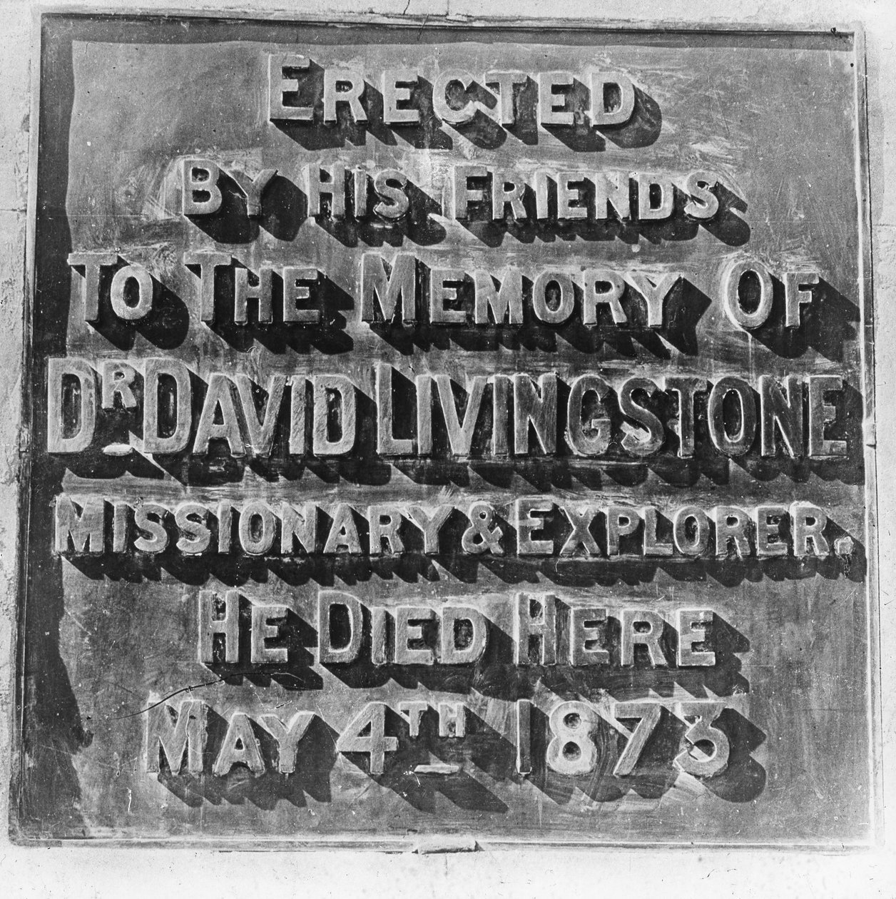 Inscripción en el monumento a David Livingstone, Zambia, África, finales del siglo XIX o principios del siglo XX de Unbekannt