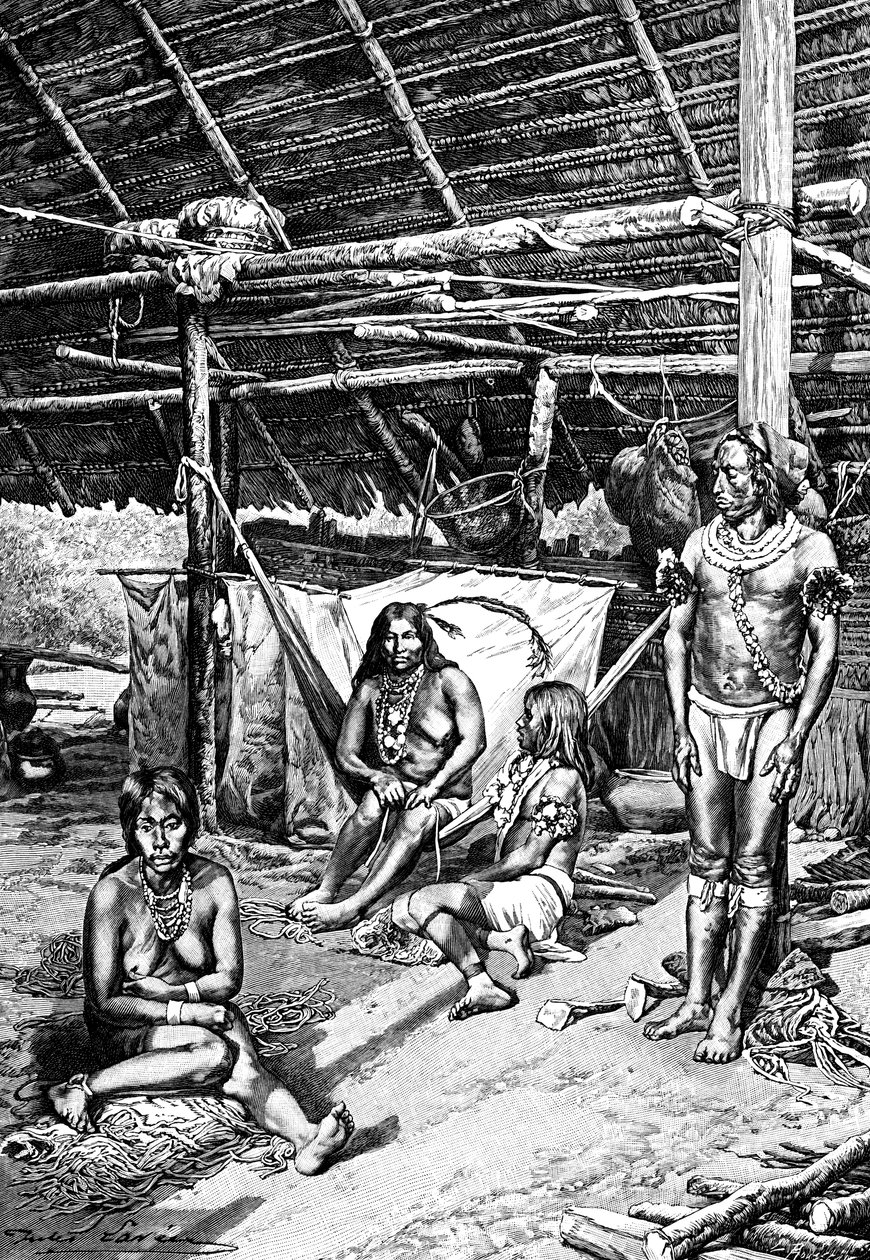 Dentro de una choza Ticuna, Sudamérica de Unbekannt
