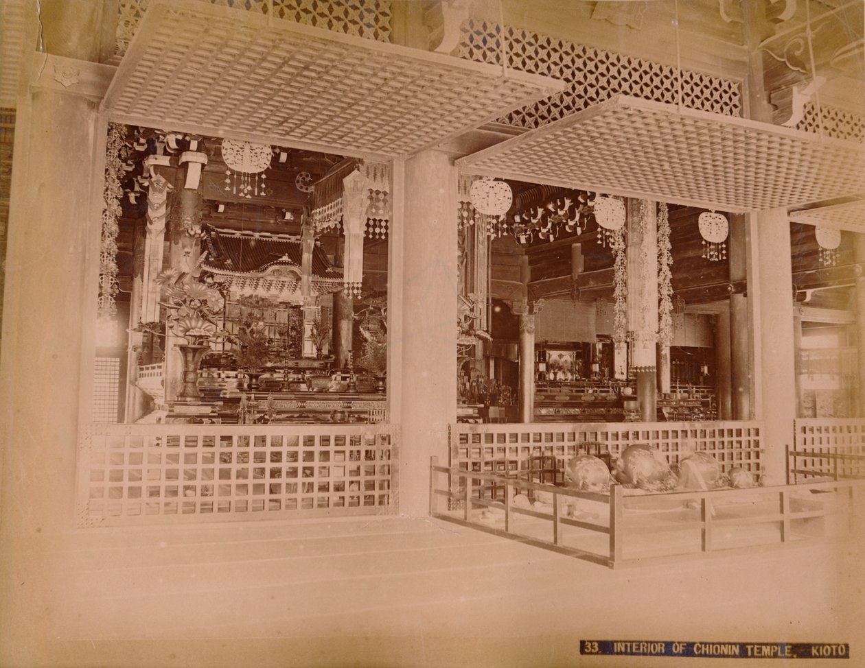 Interior del Templo Chionin, Kioto, c. 1890-1900 de Unbekannt