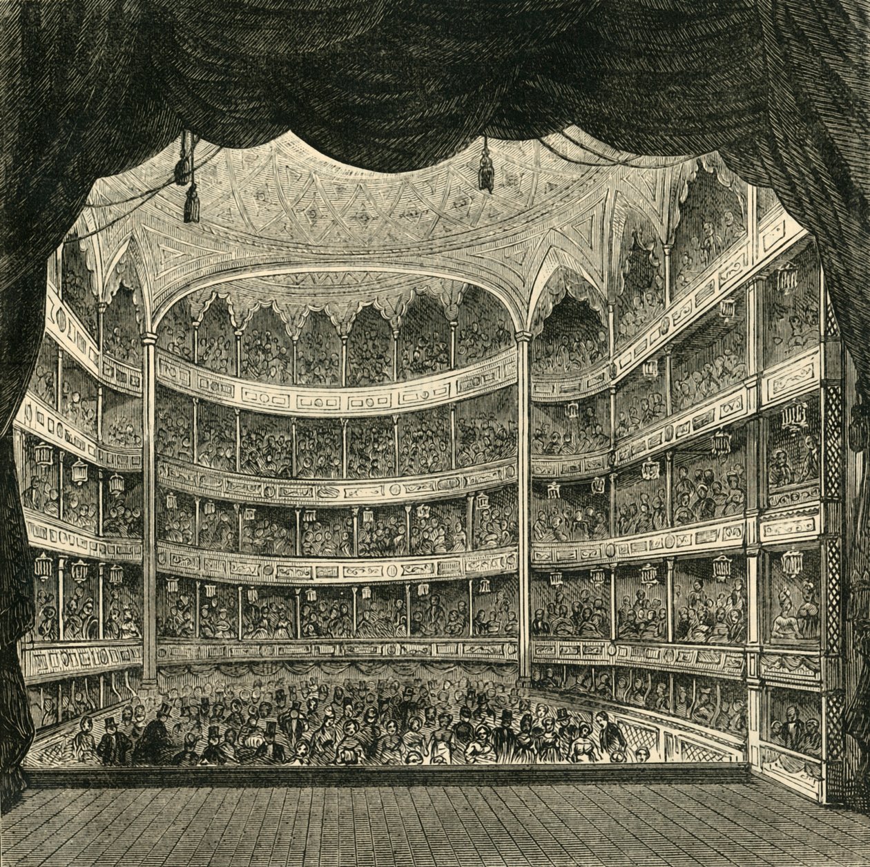 Interior del Teatro Drury Lane, 1804, 1881 de Unbekannt