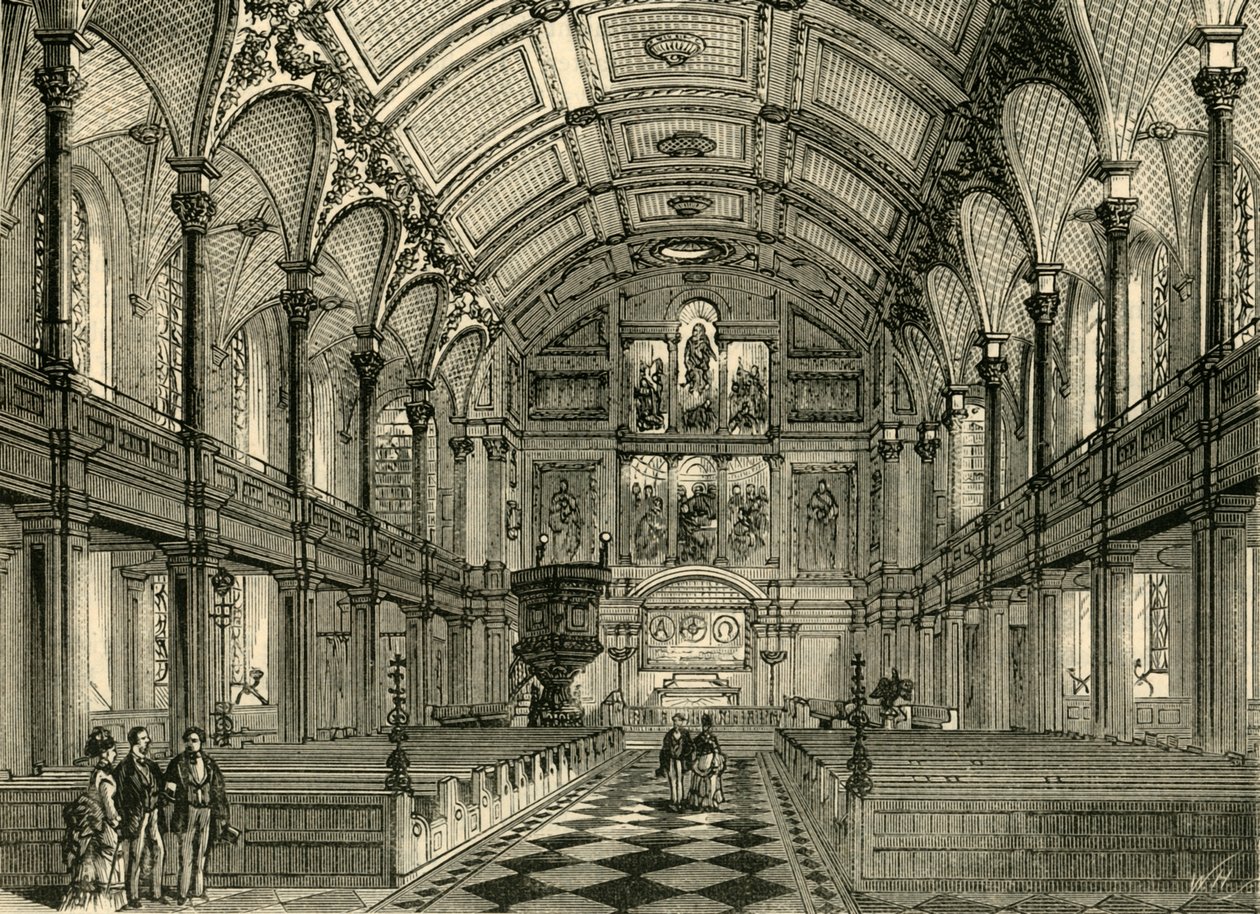 Interior de la iglesia de St. Andrews, c1872 de Unbekannt