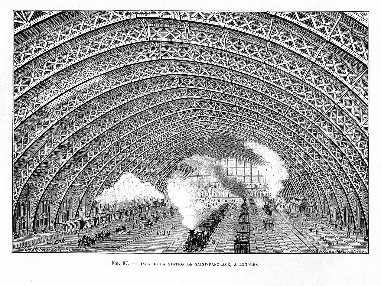 Interior de la Estación de Ferrocarril de St Pancras, Londres, 1865 de Unbekannt