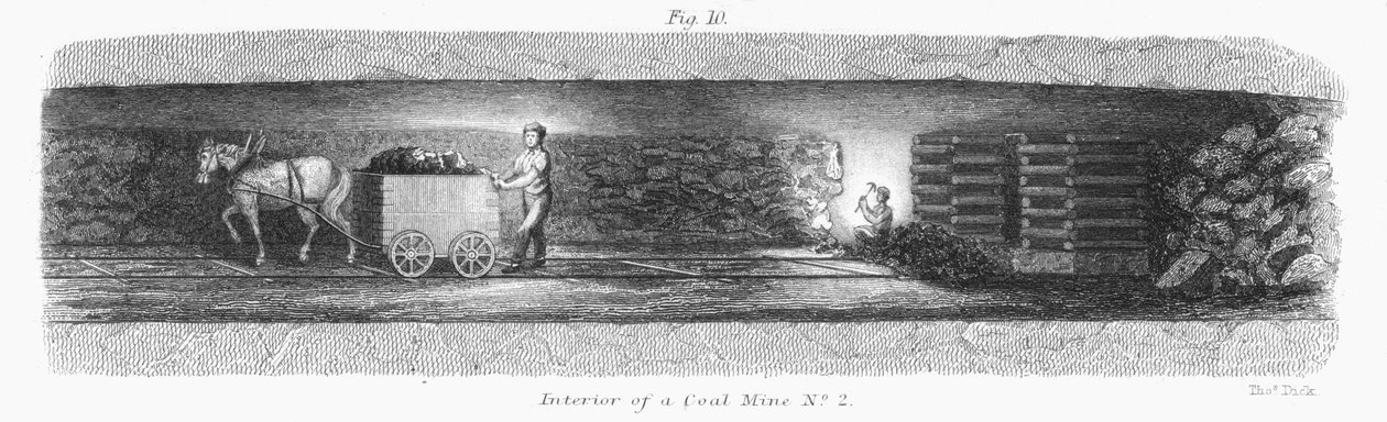 Interior de una mina de carbón, 1862 de Unbekannt