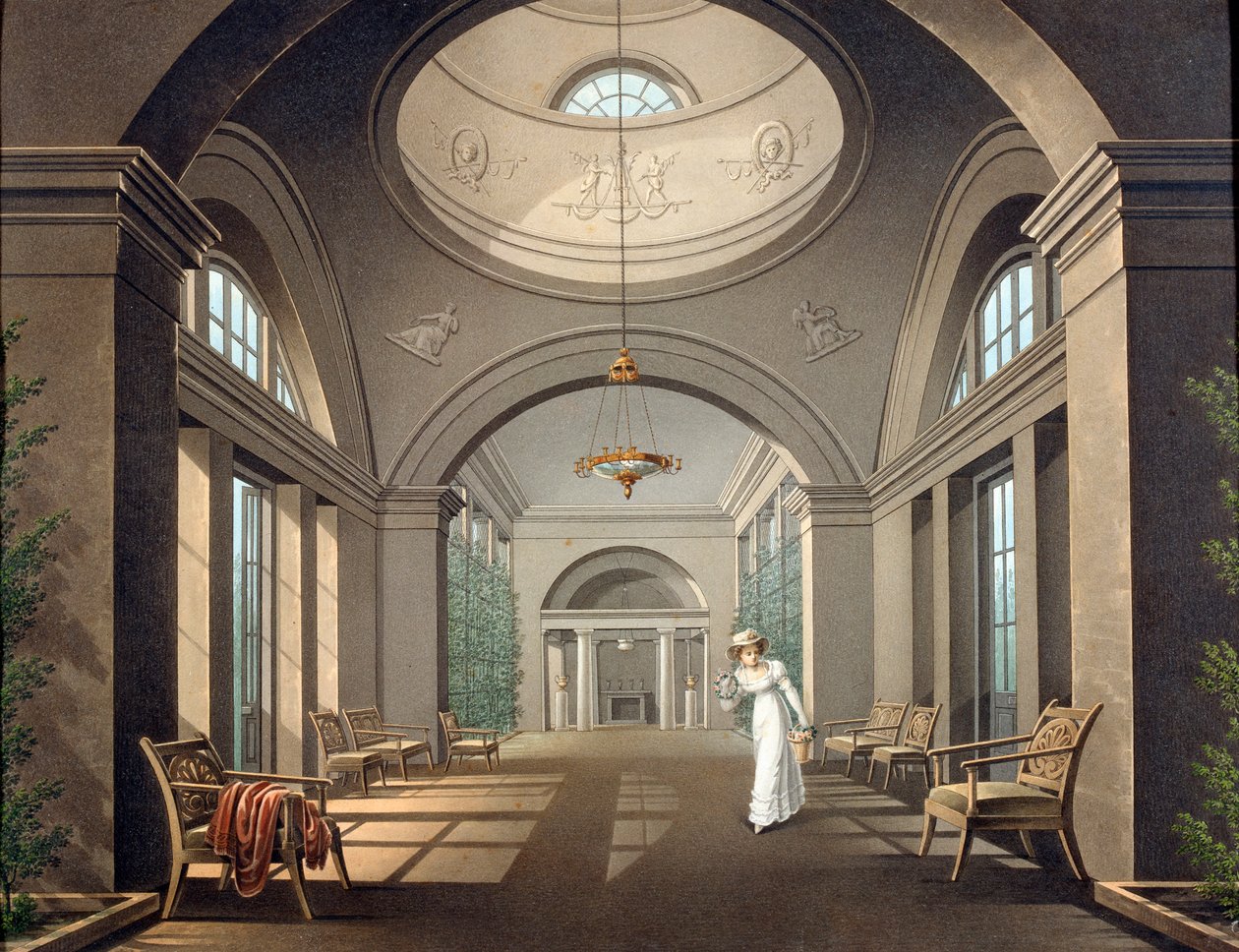 Interior del aviario en el Palacio de Pavlovsk, mediados del siglo XIX de Unbekannt