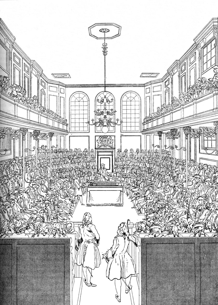 Interior de la Cámara de los Comunes en 1742, 1905 de Unbekannt