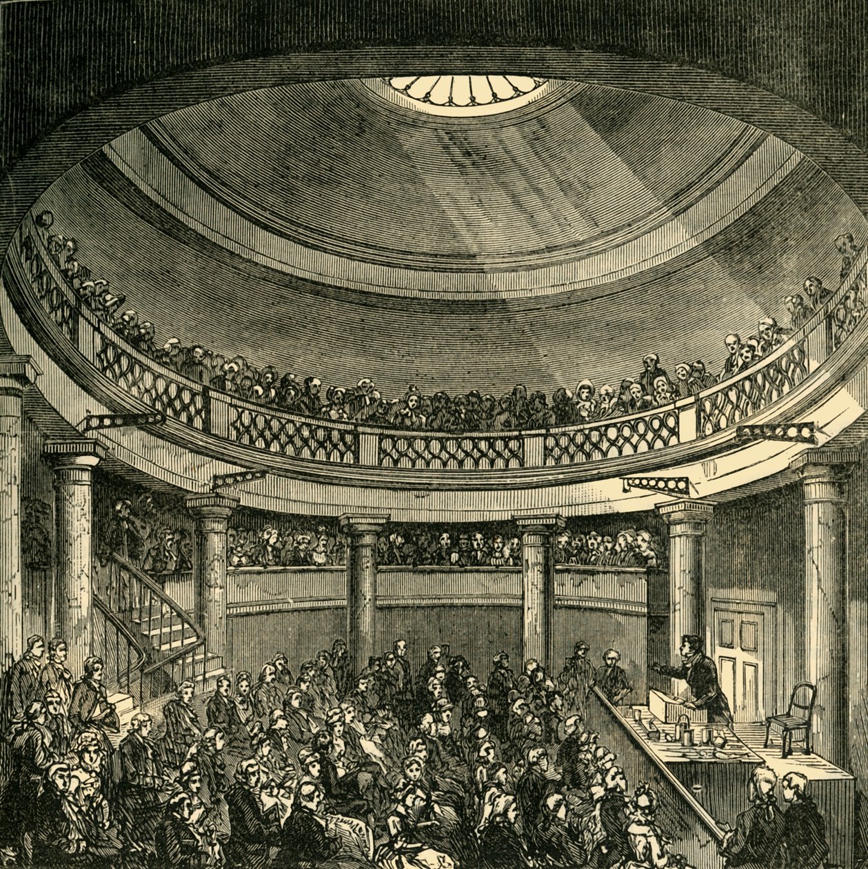 Interior de la Rotonda, Blackfriars Road, en 1820, c. 1878 de Unbekannt