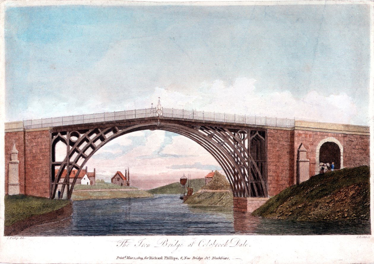 Puente de hierro sobre el Severn en Ironbridge, Coalbrookdale, Inglaterra, construido 1779-1809 de Unbekannt