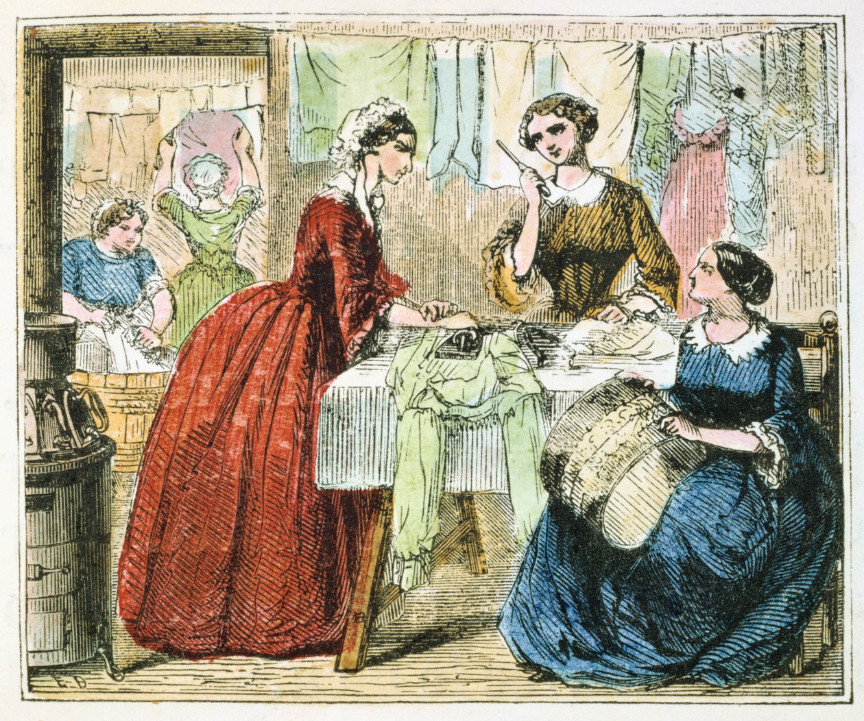 Sala de planchado en una lavandería, 1867 de Unbekannt