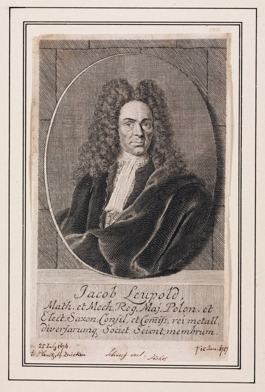 Jacob Leupold, físico e ingeniero mecánico alemán, c 1700 de Unbekannt