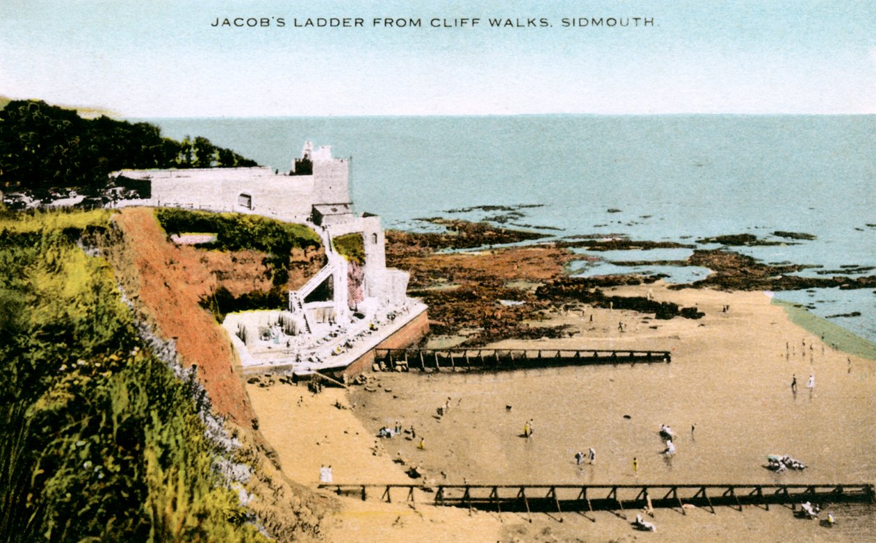 La Escalera de Jacob, vista desde los Caminos del Acantilado, Sidmouth, Devon, principios del siglo XX de Unbekannt