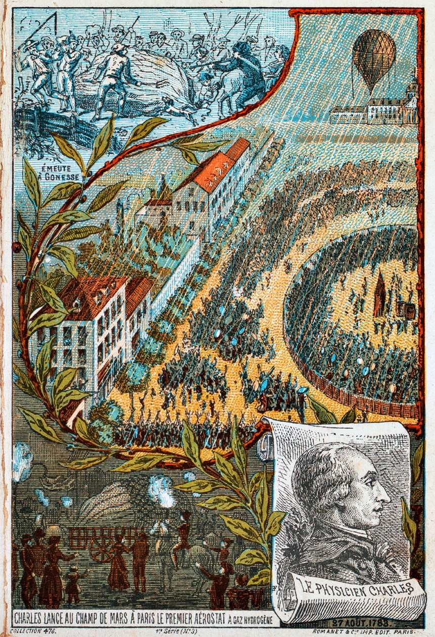 Jacques Charles lanza su primer aerostato desde el Campo de Marte, París, 1783 1890s de Unbekannt