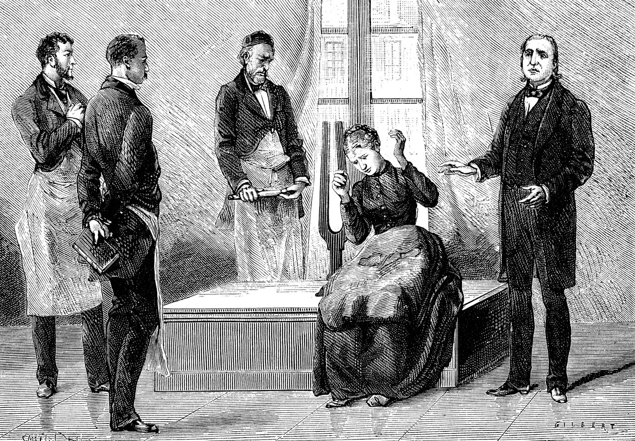 Jean Martin Charcot demostrando hipnosis, 1879 de Unbekannt