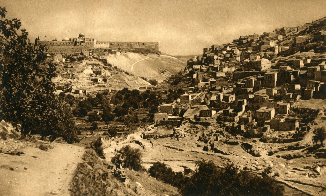 Jerusalén - Valle de Cedrón, Siloé y Muralla de la Ciudad, c1918-c1939 de Unbekannt