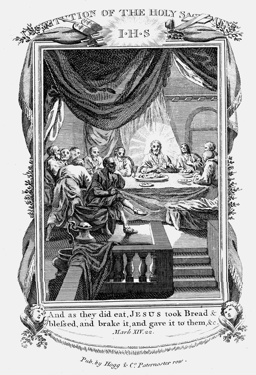 Jesús y sus discípulos en la Última Cena, c1804 de Unbekannt