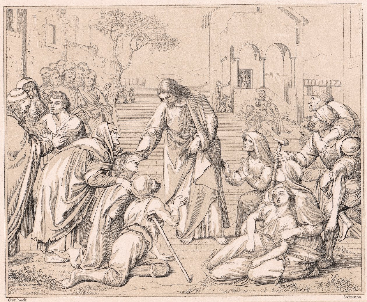 Jesús sanando a las multitudes, c. 1880 de Unbekannt
