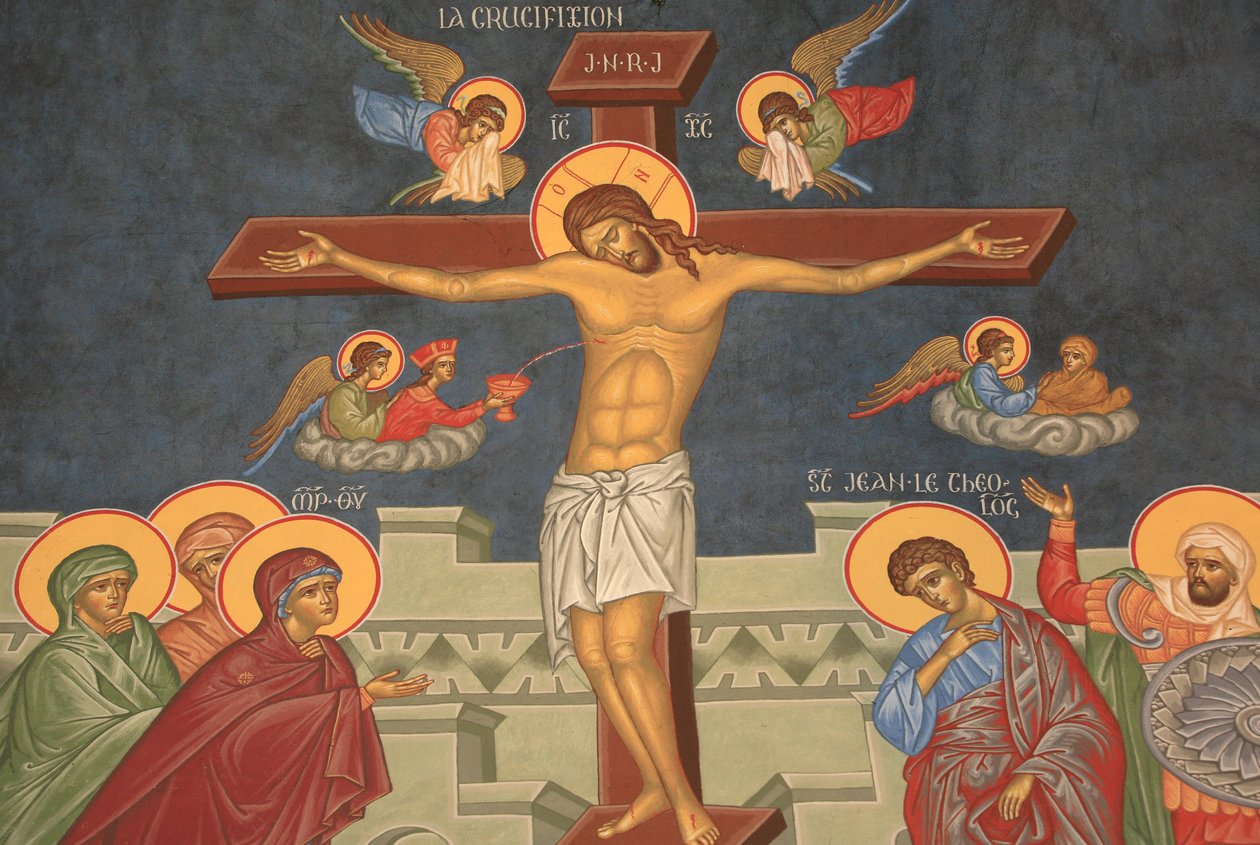 Crucifixión de Jesús. Iglesia ortodoxa Saint-Antoine-le-Grand Saint-Laurent-en-Royans Francia de Unbekannt